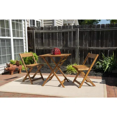 Linon Rockport Brown Three Piece Square Table Set
