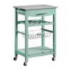 Linon Roger Green Kitchen Island Granite Top In Blue