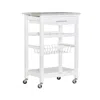 Linon Roger White Kitchen Island Granite Top In White