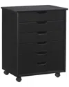 Linon Rudy Rolling 6 Drawer Cart In Black