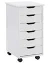 Linon Rudy Rolling 6 Drawer Cart In White