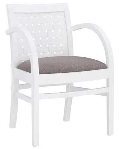 Linon Samantha Woven Arm Chair In White