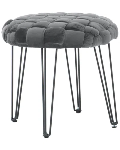 Linon Scarlet Round Ottoman Stool In Gray
