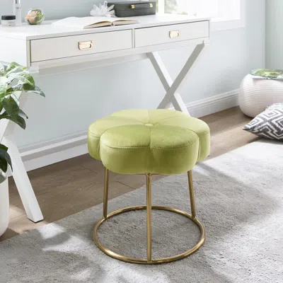 Linon Seraphina Accent Vanity Stool, Green In Yellow