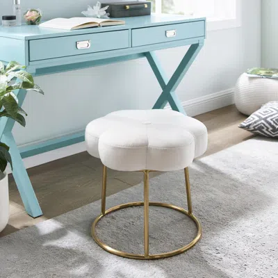Linon Seraphina Accent Vanity Stool, White In Blue