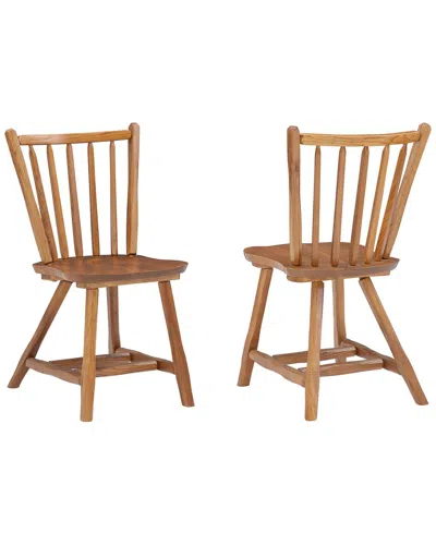 Linon Set Of 2 Bazel Oak Side Chairs In Brown