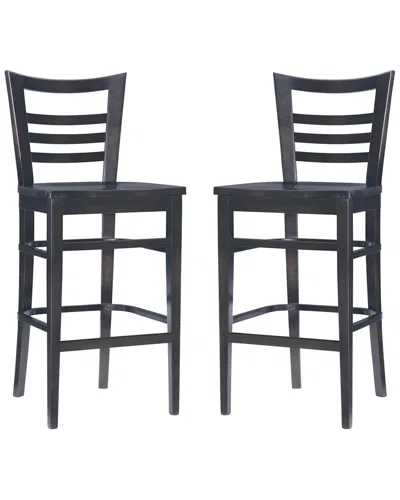 Linon Set Of 2 Blairmont Brown Barstools In Black