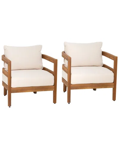 Linon Set Of 2 Breton Outdoor Club Chair In Brown