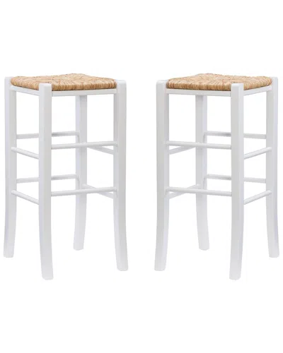 Linon Set Of 2 Gianna Backless Barstools In White