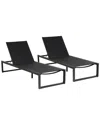 Linon Set Of 2 Holland Aluminum Chaise Lounge In Black
