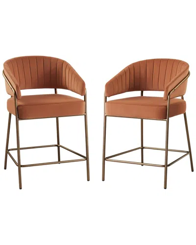 Linon Set Of 2 Portland Counter Stools In Brown