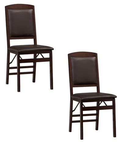 Linon Set Of 2 Triena Folding Chairs In Brown