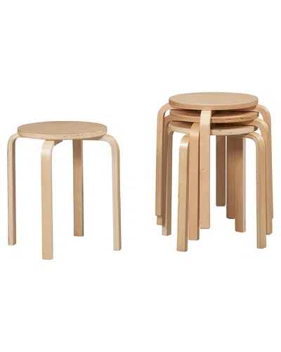 Linon Set Of 4 Bentwood Stools In Neutral