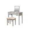Linon Silver Butterfly Vanity And Stool In Gray