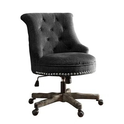 Linon Sinclair Office Chair, Charcoal Gray In Black