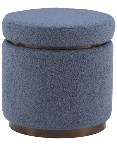 Linon Sunny Blue Grey Round Ottoman
