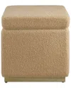 Linon Sunny Square Storage Ottoman In Brown
