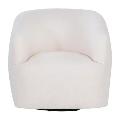 Linon Sutton Sherpa Swivel Chair In White