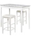 Linon Tavern Dining Table With 2 Counter Stools In White