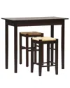 Linon Tavern Table With 2 Stools In Brown