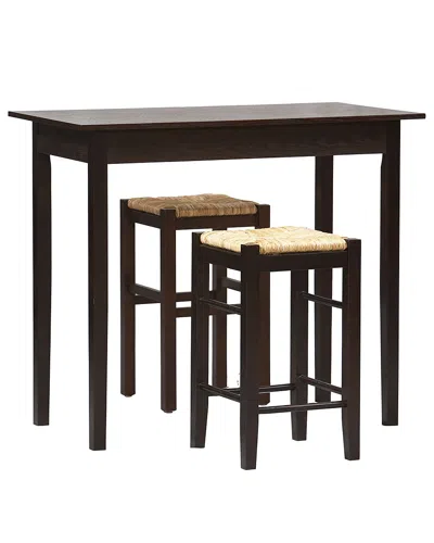 Linon Tavern Table With 2 Stools In Brown