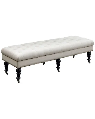 Linon Tess Natural 62in Bench In White