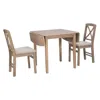 Linon Torino 3pc Drop Leaf Dining Set Gray In Brown