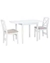 Linon Torino 3pc Drop Leaf Dining Set In White