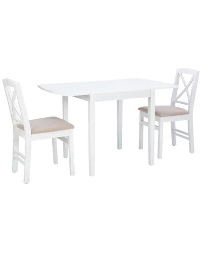 Linon Torino 3pc Drop Leaf Dining Set In White