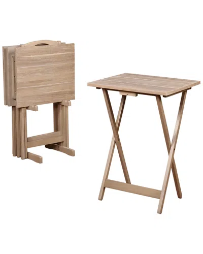 Linon Tray Table Set In Brown