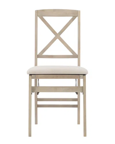 Linon Triena X Back Folding Chair In Neutral