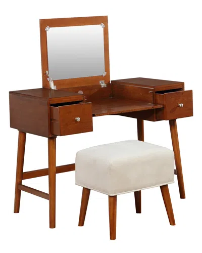 Linon Viola Vanity Set In Brown
