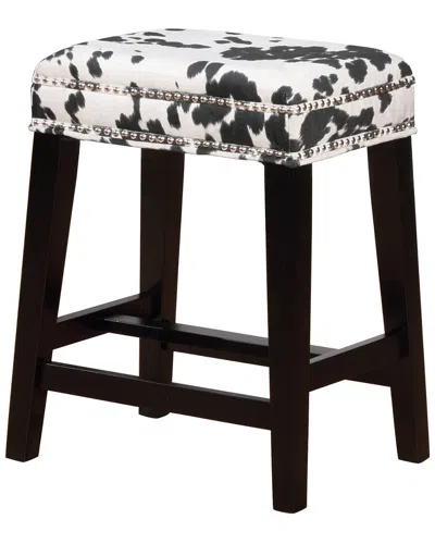 Linon Walt Black Cow Print Counter Stool In Multi