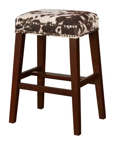 Linon Walt Brown Cow Print Bar Stool