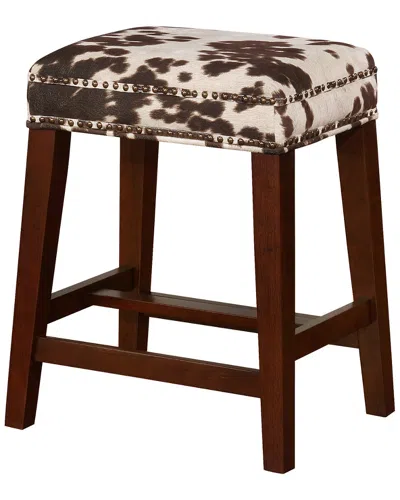 Linon Walt Brown Cow Print Counter Stool