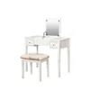 Linon White Butterfly Vanity And Stool In White