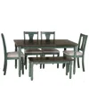 Linon Willow 6pc Dining Set In Green