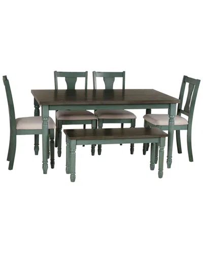 Linon Willow 6pc Dining Set In Green