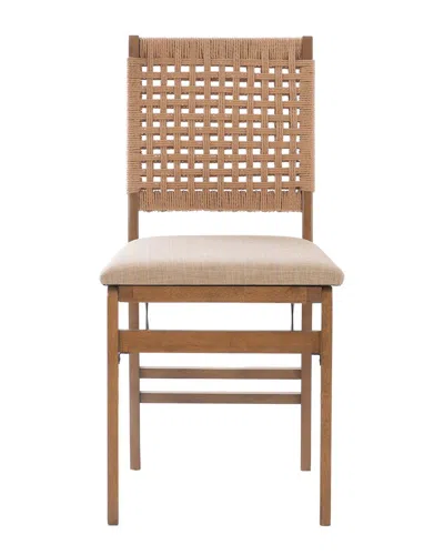 Linon Woven Back Folding Chair In Gray