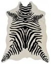 Linon Zebra Design Area Rug In Ivory