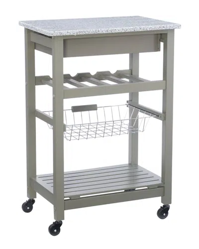 Linon Zoey Kitchen Cart With Granite Top In Gray