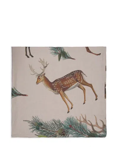 Linoricci Animal-print Linen Tablecloth In White