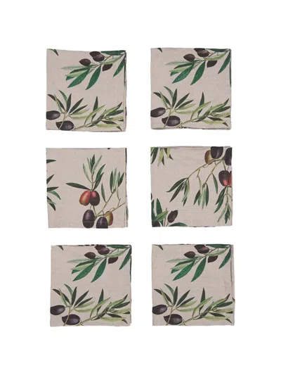 Linoricci Olive-print Napkins In Neutral