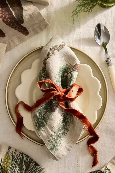 Linoroom Conifer Linen Napkins, Set Of 6 In Green