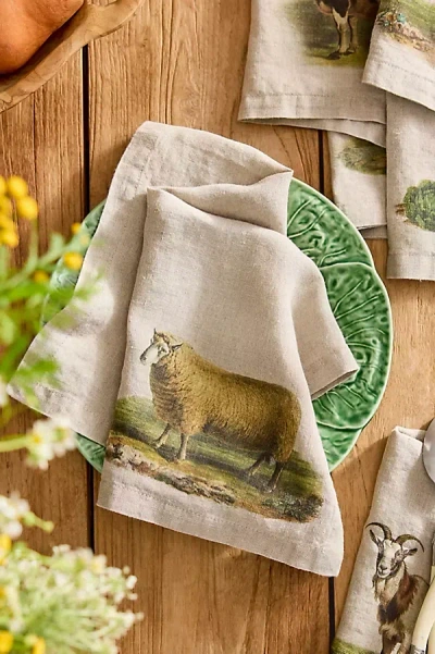 Linoroom Farmyard Linen Napkins, Set Of 6 In Animal Print