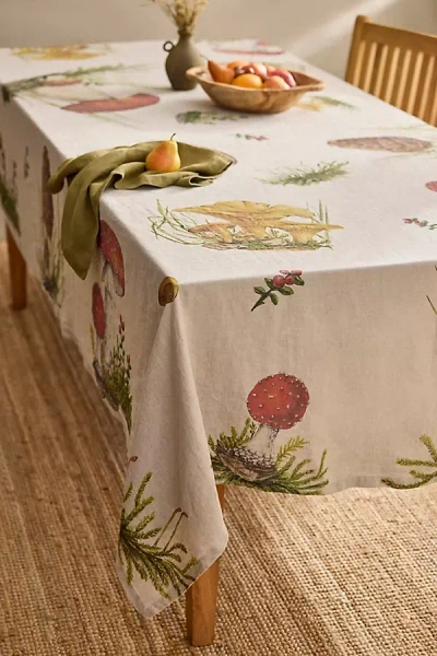 Linoroom Mushrooms Linen Tablecloth In Multi