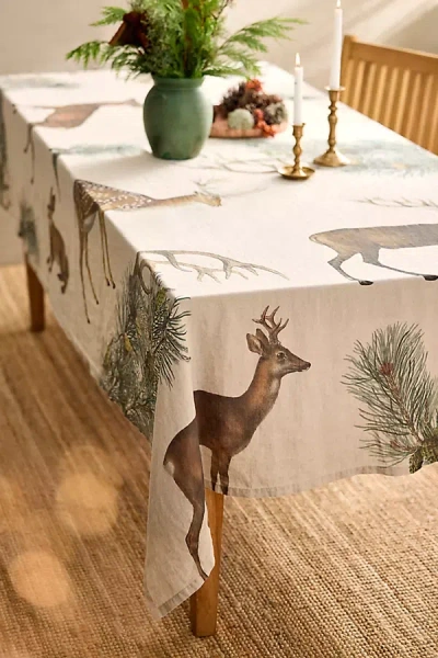 Linoroom Woodland Animals Linen Tablecloth In Animal Print