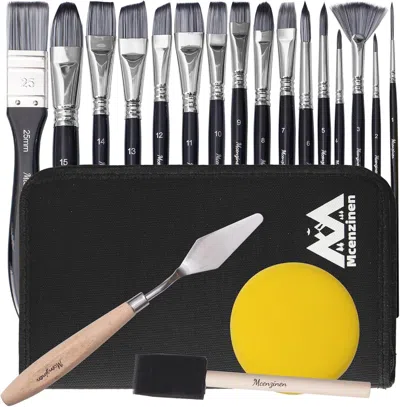 Linqz 20 Pcs Paintbrush Set, Professional Artist Oil Paint Brushes, Birch Wood Paintbrushes With Ergonomic In Multi