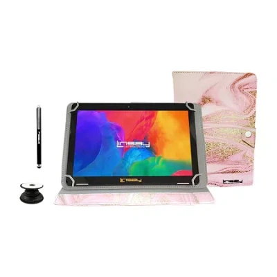 Linsay 10.1" 1280x800 Ips 2gb Ram 32gb Storage Android 12 Tablet With Pink Glaze Marble Leather Case/ Pop H In Multi