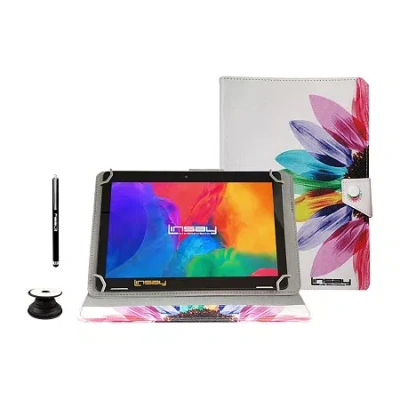 Linsay 10.1" 1280x800 Ips 2gb Ram 32gb Storage Android 12 Tablet With Rainbow Marble Leather Case/ Pop Hold In Multi